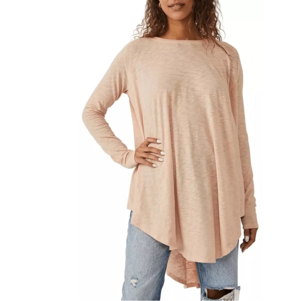 Free People Aria Trapeze Long Sleeve Top In Misty Mink Pink